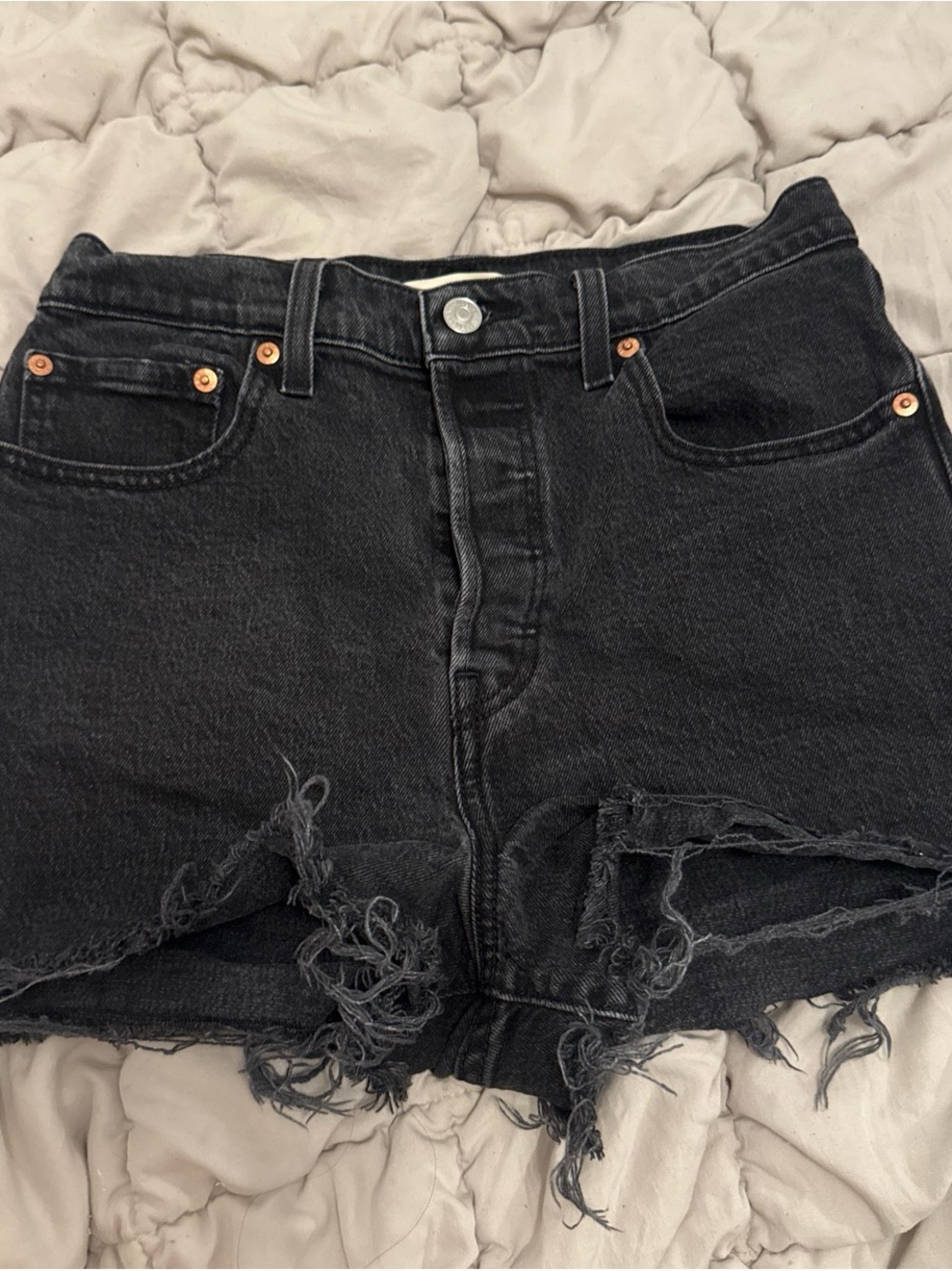 Levi's Black Distressed Cutoff Denim Shorts
